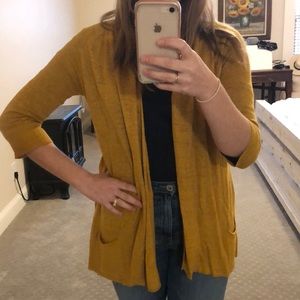 Anthropologie mustard open cardigan